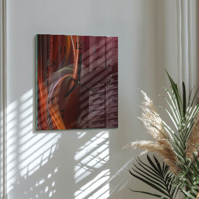 Glass wall clock square Abstract lines