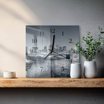 Square kitchen clock Night horizon