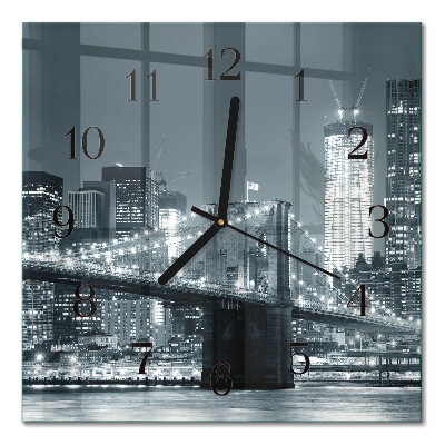 Glass clock square Horizontal bridge
