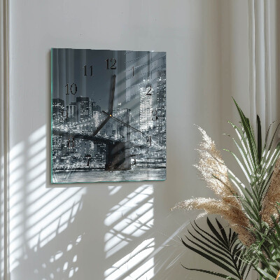 Glass clock square Horizontal bridge