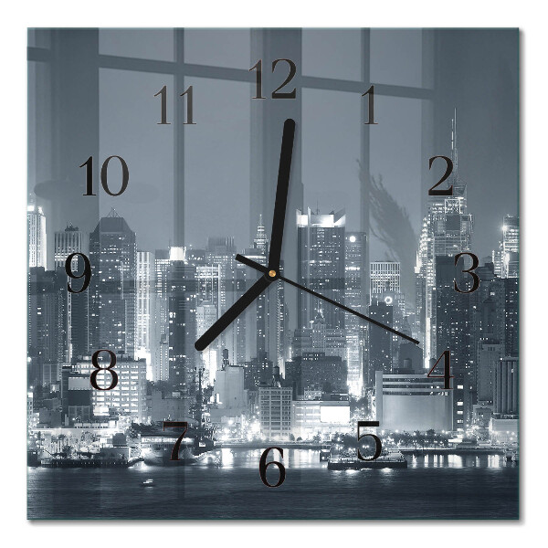 Glass wall clock square Night horizon