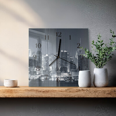 Glass wall clock square Night horizon