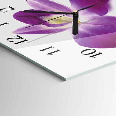 Glass clock square Orchid flower
