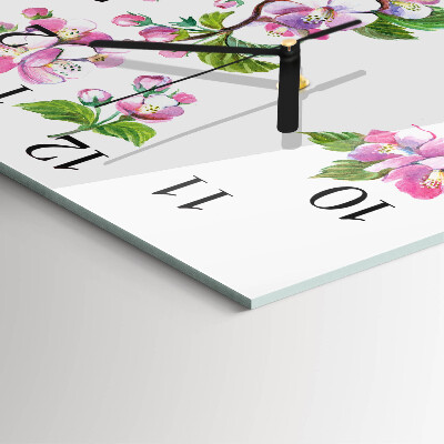 Glass wall clock square Flowers