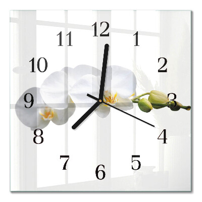 Glass wall clock square Orchid