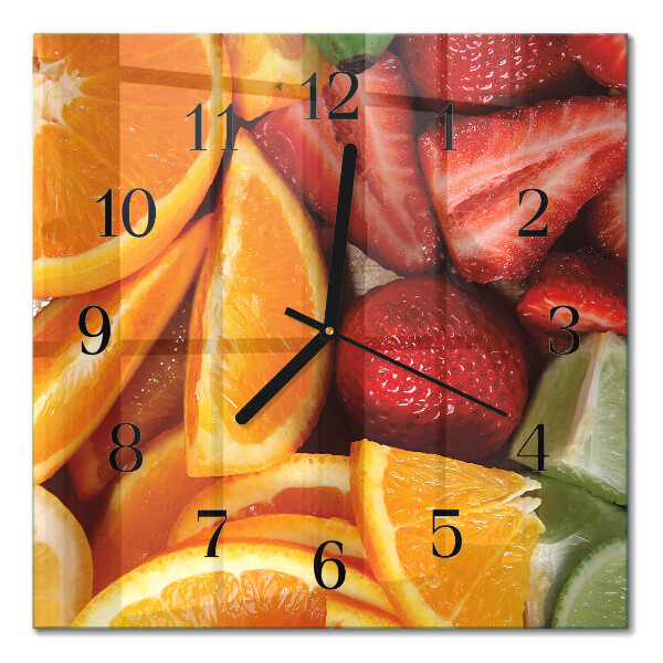Glass wall clock square Fruit