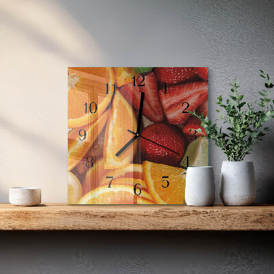 Glass wall clock square Fruit