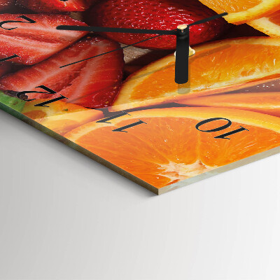 Glass wall clock square Fruit
