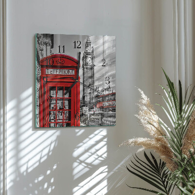 Square kitchen clock Red telephone booth