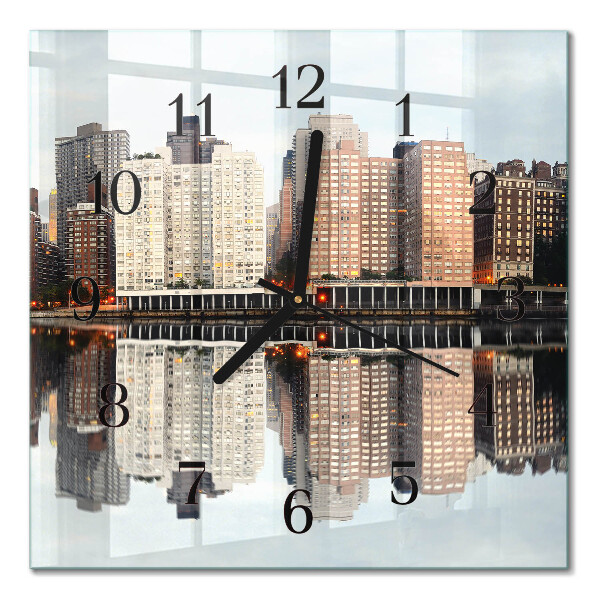 Glass wall clock square Horizon