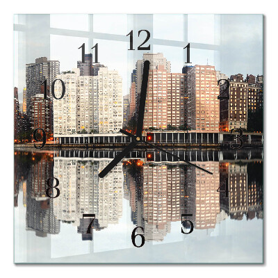 Glass wall clock square Horizon