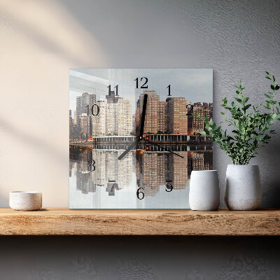 Glass wall clock square Horizon
