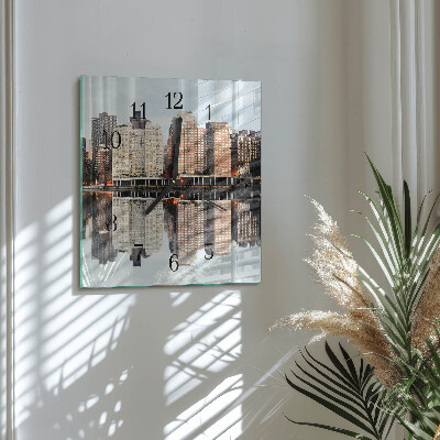 Glass wall clock square Horizon