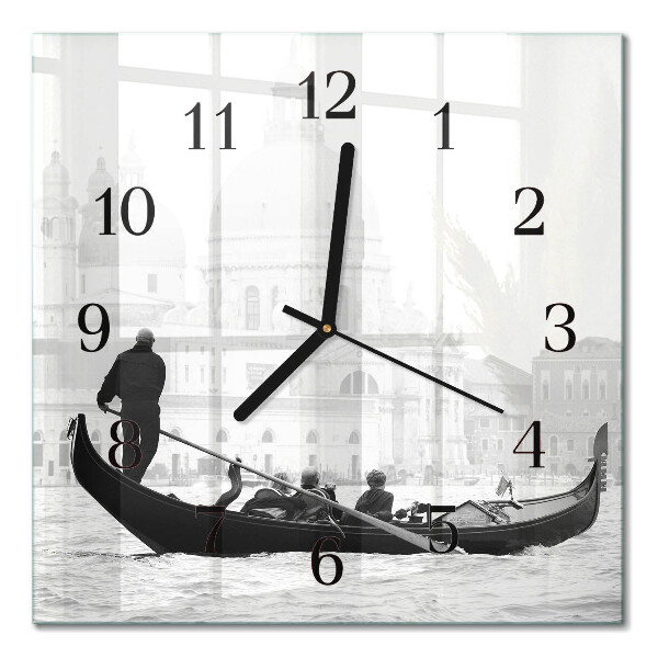 Glass clock square Venetian boat