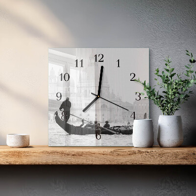 Glass clock square Venetian boat