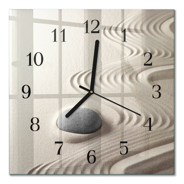 Glass wall clock square Stone sand