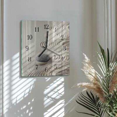 Glass wall clock square Stone sand