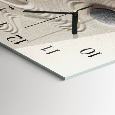 Glass wall clock square Stone sand