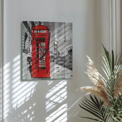 Square kitchen clock Red telephone booth
