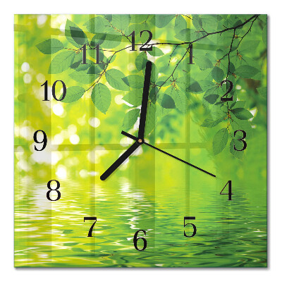 Square wall clock Leaves