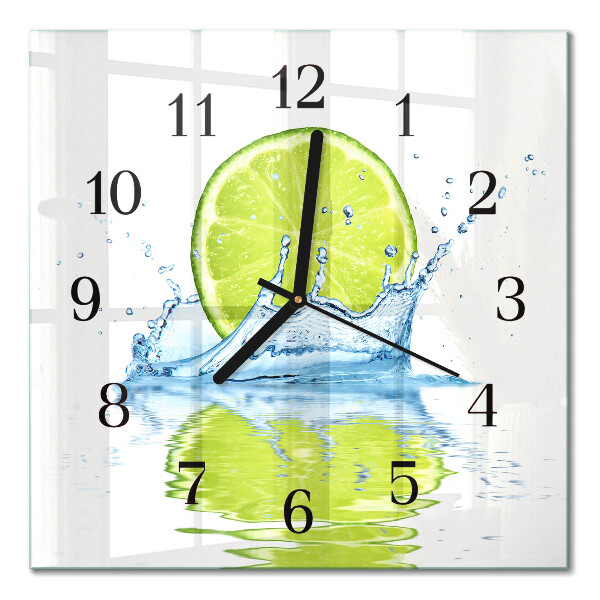 Glass clock square Water with lime