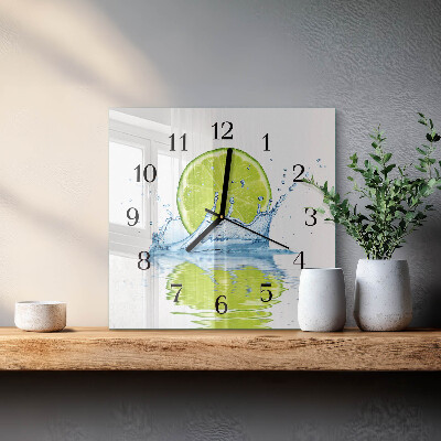 Glass clock square Water with lime