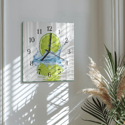 Glass clock square Water with lime