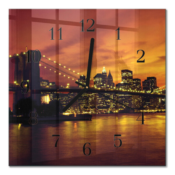 Square wall clock Horizontal bridge