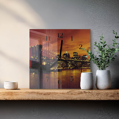 Square wall clock Horizontal bridge