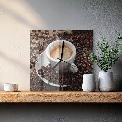 Square wall clock A cup of coffee