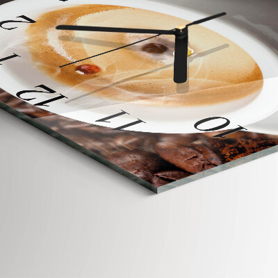 Square kitchen clock A cup of coffee
