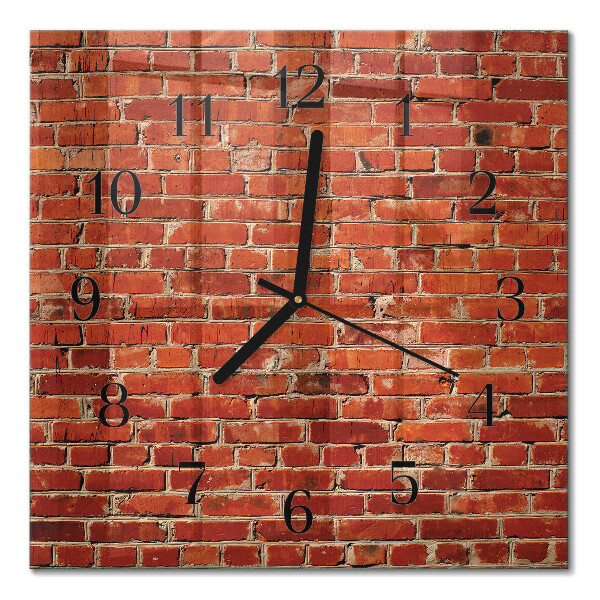 Glass clock square Brick wall