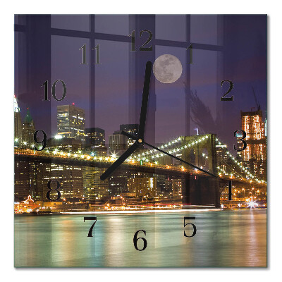 Glass wall clock square Horizontal bridge