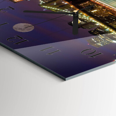 Glass wall clock square Horizontal bridge