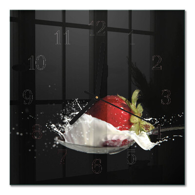 Glass wall clock square Strawberry