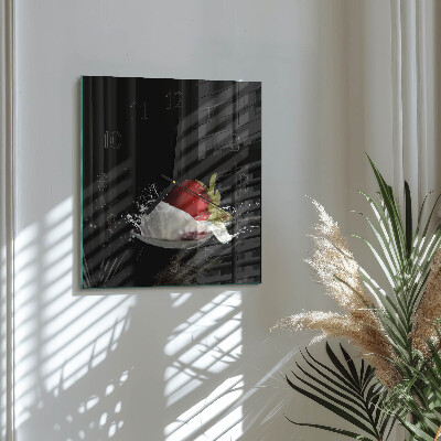 Glass wall clock square Strawberry