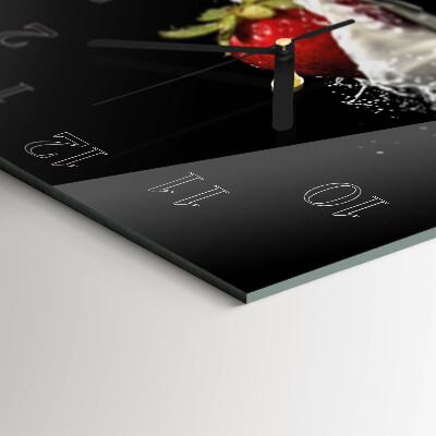 Glass wall clock square Strawberry
