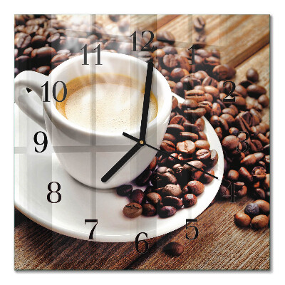 Square kitchen clock A cup of coffee