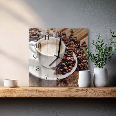 Square kitchen clock A cup of coffee