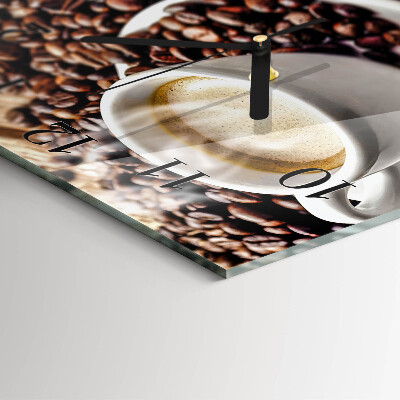 Square kitchen clock A cup of coffee