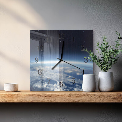 Glass wall clock square Earth's Universe
