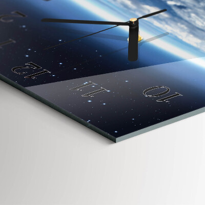 Glass wall clock square Earth's Universe