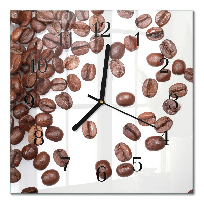 Glass wall clock square Coffee beans