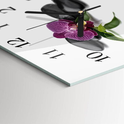Glass clock square Orchid