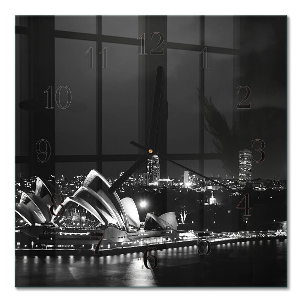 Glass wall clock square Sydney Horizon