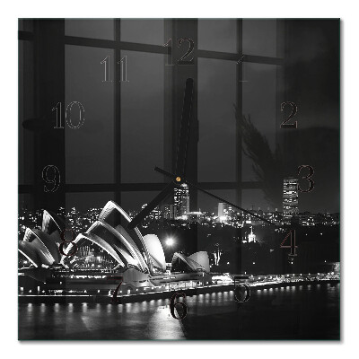 Glass wall clock square Sydney Horizon