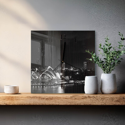 Glass wall clock square Sydney Horizon