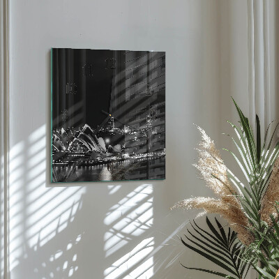 Glass wall clock square Sydney Horizon