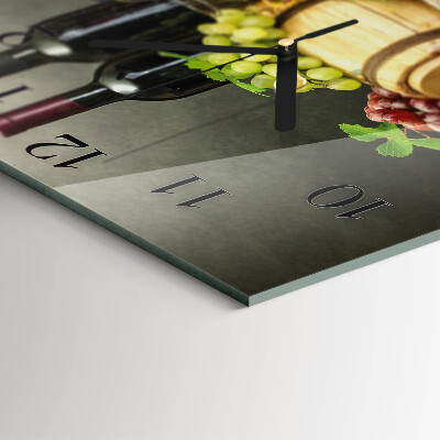 Glass clock square Grapes for wine
