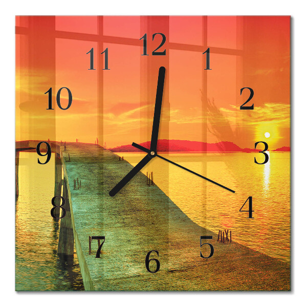 Glass wall clock square Bridge